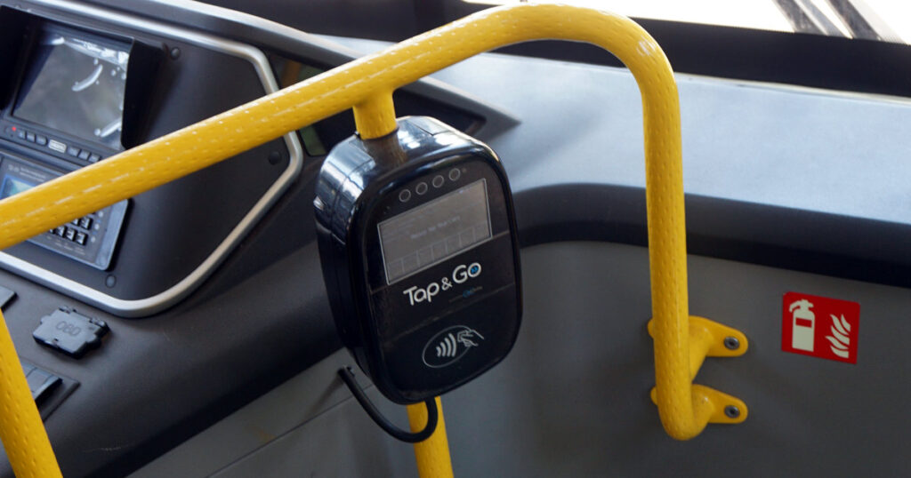 A Tap&Go card reader on a bus in Kigali, Rwanda.