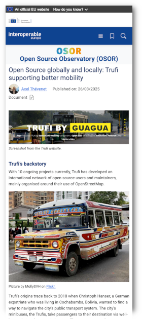 Screenshot of OSOR case study on Trufi